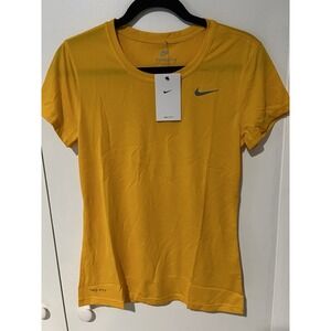 NWT Nike Womens Small Cotton Short Sleeve T-shirt Tee‎ Dri-fit Yellow